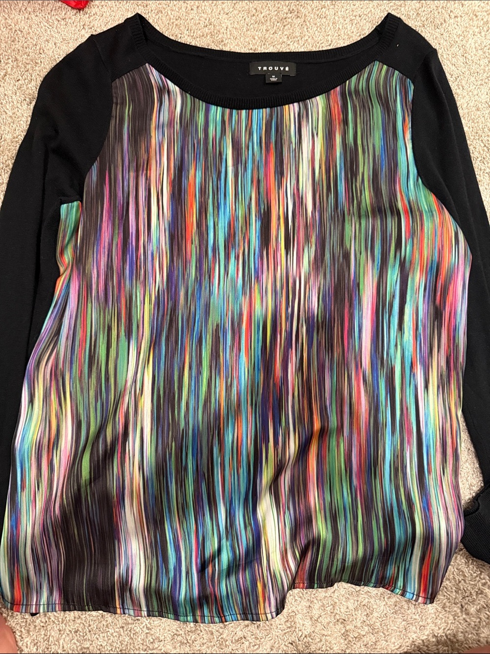 Trouvé Multicolor Striped Front Top with Black Sleeves